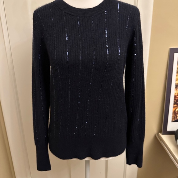 White and Warren Cashmere Sweater with Small Sequins - Picture 2 of 3